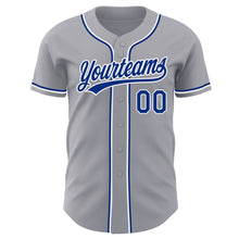 Laden Sie das Bild in den Galerie-Viewer, Custom Gray Royal-White Authentic Baseball Jersey
