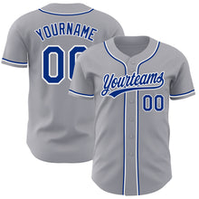 Laden Sie das Bild in den Galerie-Viewer, Custom Gray Royal-White Authentic Baseball Jersey
