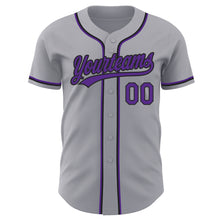 Laden Sie das Bild in den Galerie-Viewer, Custom Gray Purple-Black Authentic Baseball Jersey
