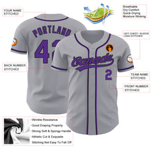 Laden Sie das Bild in den Galerie-Viewer, Custom Gray Purple-Black Authentic Baseball Jersey
