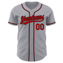Load image into Gallery viewer, Custom Gray Red-Black Authentic Baseball Jersey
