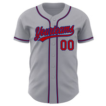 Load image into Gallery viewer, Custom Gray Red-Royal Authentic Baseball Jersey
