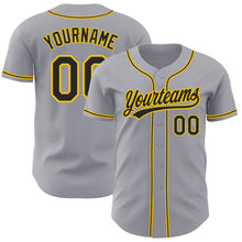 Laden Sie das Bild in den Galerie-Viewer, Custom Gray Black-Gold Authentic Baseball Jersey
