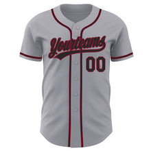 Laden Sie das Bild in den Galerie-Viewer, Custom Gray Black-Crimson Authentic Baseball Jersey
