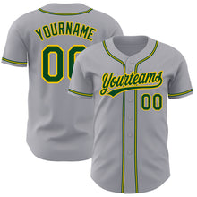 Load image into Gallery viewer, Custom Gray Green-Gold Authentic Baseball Jersey
