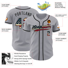 Load image into Gallery viewer, Custom Gray Vintage USA Flag-Black Authentic Baseball Jersey
