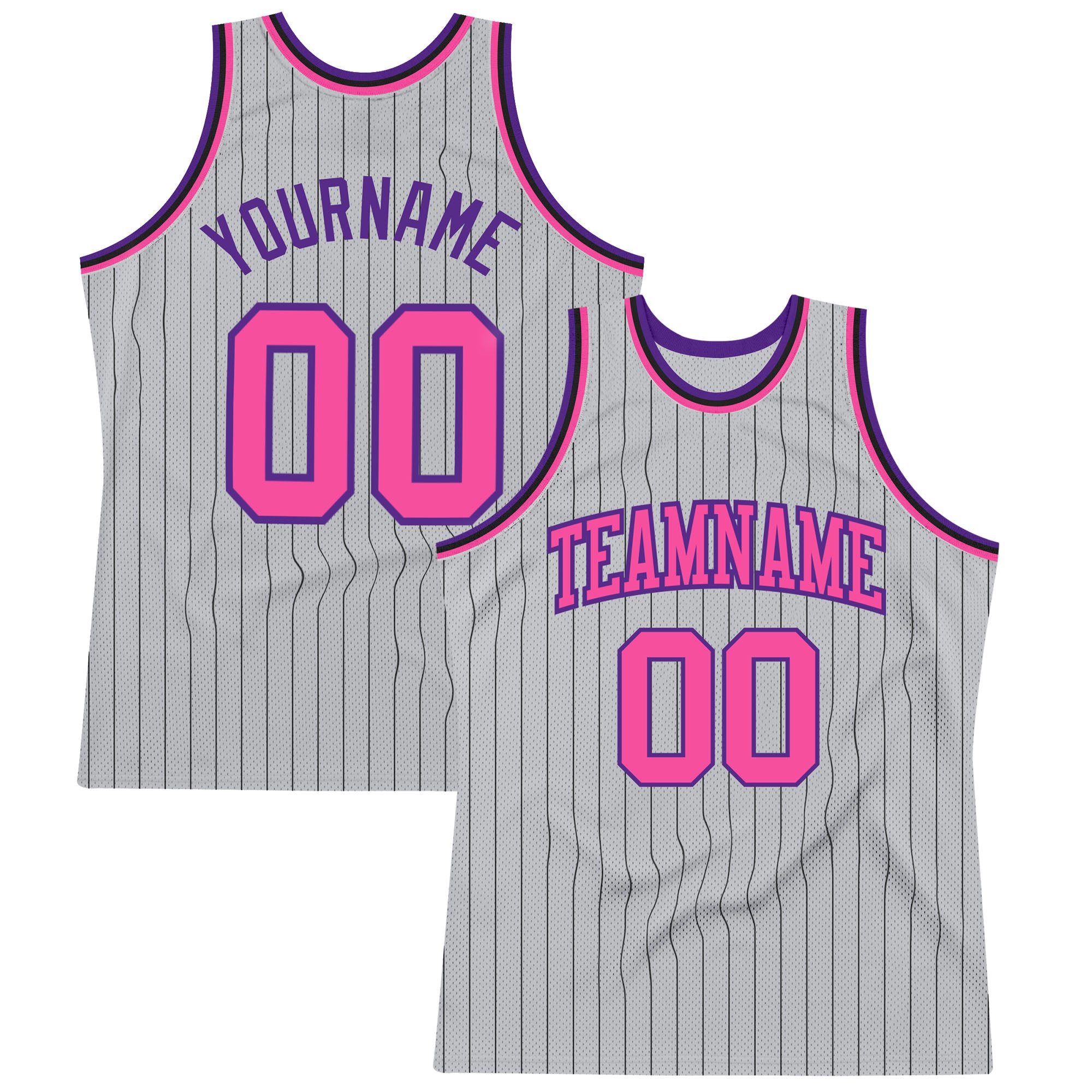 Cheap Custom Gray Black Pinstripe Light Blue-Pink Authentic Basketball  Jersey Free Shipping – CustomJerseysPro