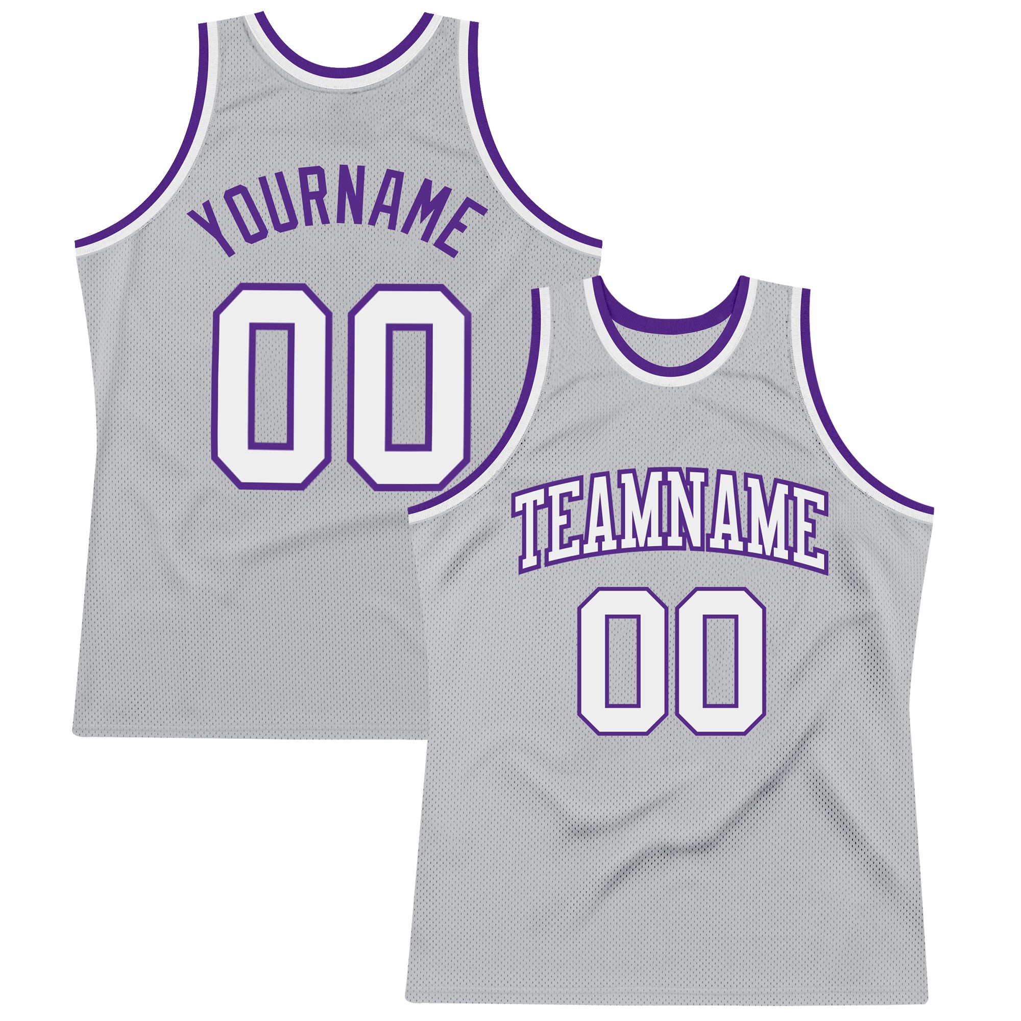 Cheap Custom Gray Purple-Black Authentic Throwback Basketball
