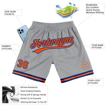 Laden Sie das Bild in den Galerie-Viewer, Custom Gray Orange-Royal Authentic Throwback Basketball Shorts
