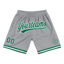 Load image into Gallery viewer, Custom Gray Kelly Green-White Authentic Throwback Basketball Shorts
