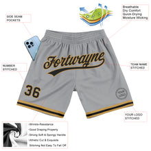 Load image into Gallery viewer, Custom Gray Black-Old Gold Authentic Throwback Basketball Shorts
