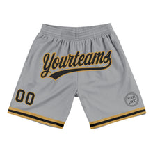 Load image into Gallery viewer, Custom Gray Black-Old Gold Authentic Throwback Basketball Shorts
