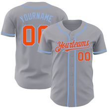 Загрузить изображение в средство просмотра галереи, Custom Gray Orange-Light Blue Authentic Baseball Jersey
