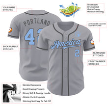 Load image into Gallery viewer, Custom Gray Light Blue-Steel Gray Authentic Baseball Jersey
