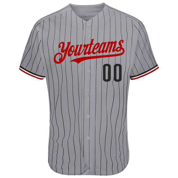 Cheap Custom Gray Black Pinstripe Red-White Authentic Baseball Jersey Free  Shipping – CustomJerseysPro