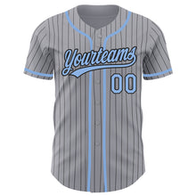 Загрузить изображение в средство просмотра галереи, Custom Gray Black Pinstripe Light Blue Authentic Baseball Jersey
