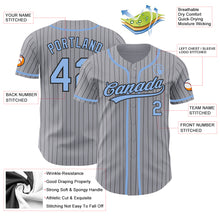 Загрузить изображение в средство просмотра галереи, Custom Gray Black Pinstripe Light Blue Authentic Baseball Jersey

