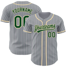 Load image into Gallery viewer, Custom Gray Green Pinstripe City Cream Authentic Baseball Jersey
