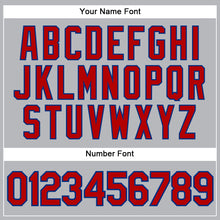 Load image into Gallery viewer, Custom Gray Royal Pinstripe Red Authentic Baseball Jersey
