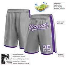 Laden Sie das Bild in den Galerie-Viewer, Custom Gray White-Purple Authentic Basketball Shorts
