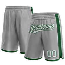 Laden Sie das Bild in den Galerie-Viewer, Custom Gray White-Green Authentic Basketball Shorts
