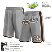 Load image into Gallery viewer, Custom Gray White-Brown Authentic Basketball Shorts
