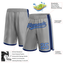 Laden Sie das Bild in den Galerie-Viewer, Custom Gray Light Blue-Navy Authentic Basketball Shorts

