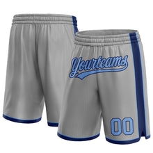 Load image into Gallery viewer, Custom Gray Light Blue-Navy Authentic Basketball Shorts
