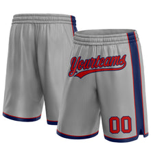 Загрузить изображение в средство просмотра галереи, Custom Gray Red-Navy Authentic Basketball Shorts
