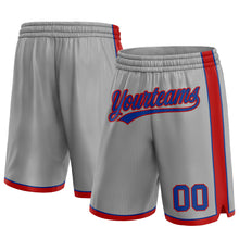 Load image into Gallery viewer, Custom Gray Royal-Red Authentic Basketball Shorts
