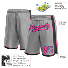 Laden Sie das Bild in den Galerie-Viewer, Custom Gray Pink Black-Light Blue Authentic Basketball Shorts
