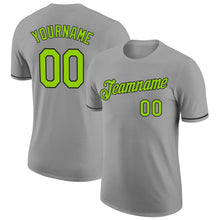 Load image into Gallery viewer, Custom Gray Neon Green-Black Performance T-Shirt
