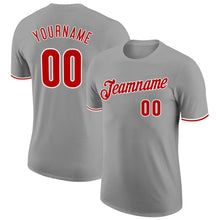 Load image into Gallery viewer, Custom Gray Red-White Performance T-Shirt
