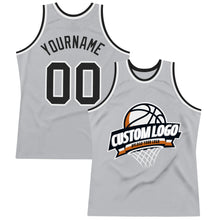 Laden Sie das Bild in den Galerie-Viewer, Custom Gray Black-White Authentic Throwback Basketball Jersey
