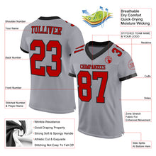Load image into Gallery viewer, Custom Gray Red-Black Mesh Authentic Football Jersey
