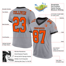 Laden Sie das Bild in den Galerie-Viewer, Custom Gray Orange-Black Mesh Authentic Football Jersey
