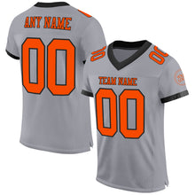 Laden Sie das Bild in den Galerie-Viewer, Custom Gray Orange-Black Mesh Authentic Football Jersey
