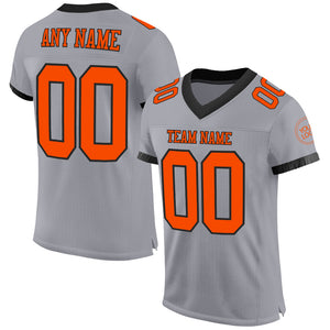 Custom Gray Orange-Black Mesh Authentic Football Jersey