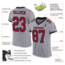 Laden Sie das Bild in den Galerie-Viewer, Custom Gray Crimson-Black Mesh Authentic Football Jersey
