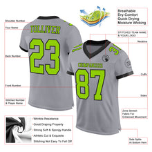 Load image into Gallery viewer, Custom Gray Neon Green-Black Mesh Authentic Football Jersey
