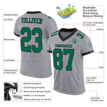 Load image into Gallery viewer, Custom Gray Kelly Green-Black Mesh Authentic Football Jersey
