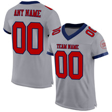 Load image into Gallery viewer, Custom Gray Red-Navy Mesh Authentic Football Jersey
