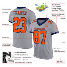 Load image into Gallery viewer, Custom Gray Orange-Navy Mesh Authentic Football Jersey
