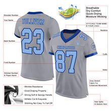 Load image into Gallery viewer, Custom Gray Light Blue-Royal Mesh Authentic Football Jersey
