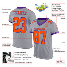 Load image into Gallery viewer, Custom Gray Orange-Purple Mesh Authentic Football Jersey
