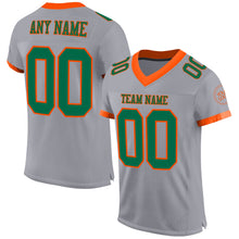Load image into Gallery viewer, Custom Gray Kelly Green-Orange Mesh Authentic Football Jersey
