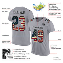 Charger l&#39;image dans la galerie, Custom Gray Vintage USA Flag-Black Mesh Authentic Football Jersey
