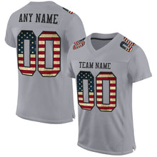 Charger l&#39;image dans la galerie, Custom Gray Vintage USA Flag-Black Mesh Authentic Football Jersey
