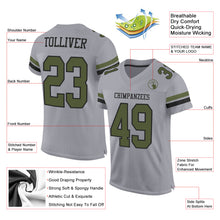 Load image into Gallery viewer, Custom Gray Olive-Black Mesh Authentic Football Jersey
