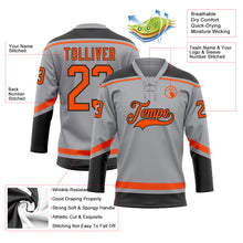 Laden Sie das Bild in den Galerie-Viewer, Custom Gray Orange-Black Hockey Lace Neck Jersey
